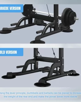 Up Dip Station for Home Gym, Power Tower with Backrest, Adjustable Height Pull Up Bar Stand, Multifunctional Strength Train