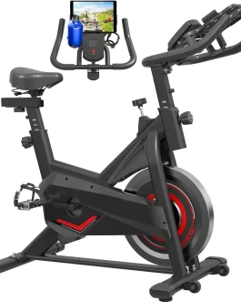 Exercise Bike for Home Indoor Cycling Bike for Home Cardio Gym,Workout Bike with pad Mount & LCD Monitor,Silent Belt Drive