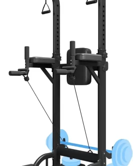 Up Dip Station for Home Gym, Power Tower with Backrest, Adjustable Height Pull Up Bar Stand, Multifunctional Strength Train