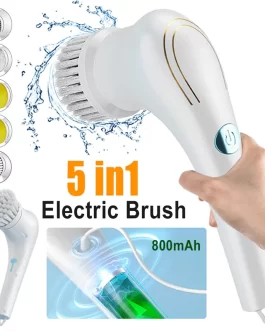 5 In 1 Electric Cleaning Brush Multifunction Bathroom Wash Kitchen Dryer VentCleaning Tool USB Charged Dishwashing Brush Bathtub