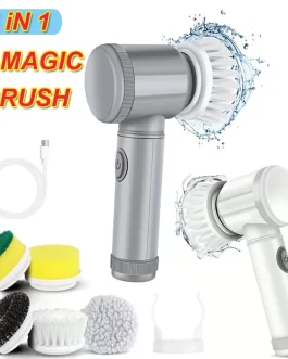 5 In1 Electric Spin Scrubber Electric Cleaning Magic Brush Bathroom Cleaning Brush Power Scrubber With 5 Replaceable Brush Heads