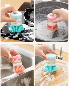 Kitchen Cleaning brush Cleaner Handheld Press Type Automatic Liquid Adding Dishwashing Dish Brush Pot Artifact small brush